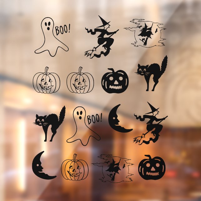 Halloween black cat jack o lantern ghost witch window cling (Sheet 2)