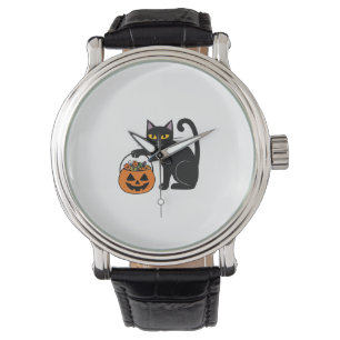 Halloween Black Cat Jack O' Lantern Pumpkin Sweet Watch