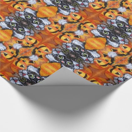 Halloween Black Cat Jack O'Lantern Mixup Gift Wrap