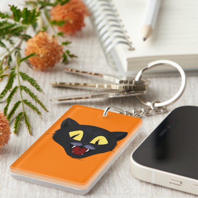 Halloween Black Cat  Keychain (Front Right)