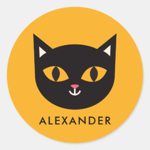 Halloween Black Cat Kids Classic Round Sticker