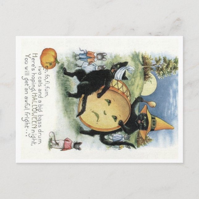 Halloween Black Cat Kitten Mice Mouse Postcard (Front)