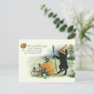 Halloween Black Cat Kitten Mice Mouse Postcard