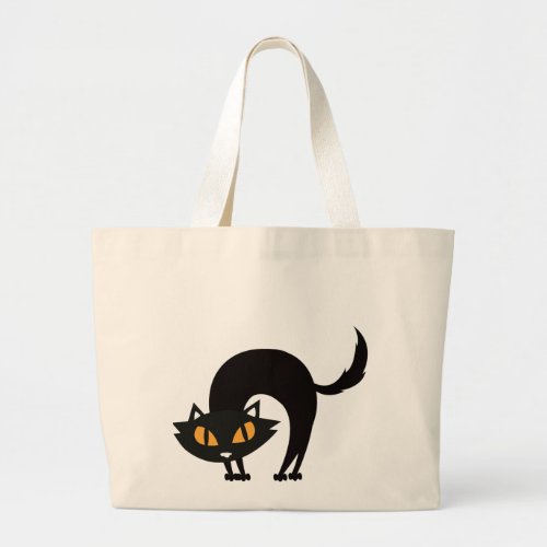 Halloween Black Cat Large Tote Bag