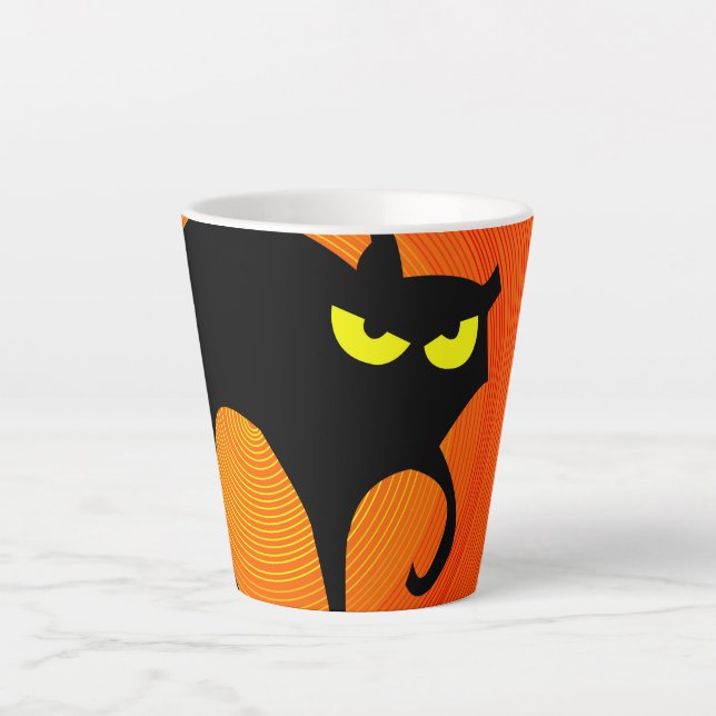 Halloween Black Cat Latte Mug (Front)