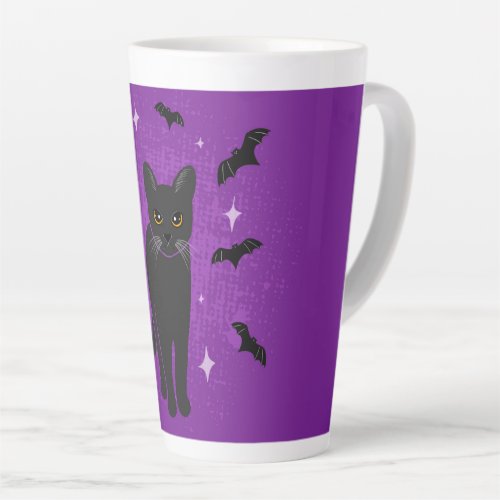 Halloween black cat latte mug