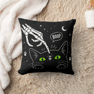 Halloween Black Cat Lover Gift, Cute Cat Boop Throw Pillow
