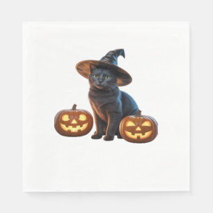 Halloween Black Cat Magic Classic T-Shirt Napkins