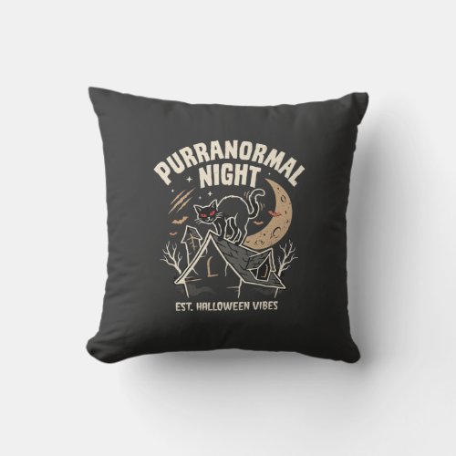Halloween Black Cat Moon (2) Throw Pillow