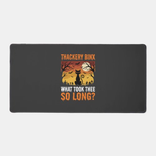 Halloween Black Cat Moon Graveyard Quote Design Desk Mat