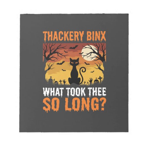 Halloween Black Cat Moon Graveyard Quote Design Notepad