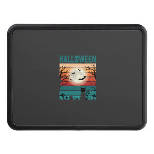 Halloween Black Cat Moon Graveyard Retro Vector De Hitch Cover