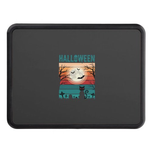 Halloween Black Cat Moon Graveyard Retro Vector De Hitch Cover