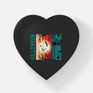 Halloween Black Cat Moon Graveyard Retro Vector De Paperweight
