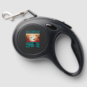 Halloween Black Cat Moon Graveyard Retro Vector De Retractable Pet Leash