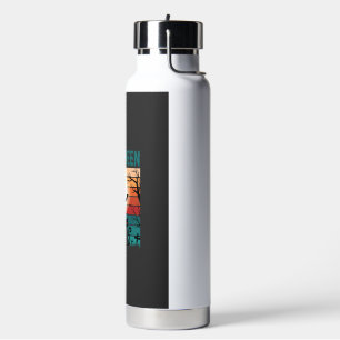 Halloween Black Cat Moon Graveyard Retro Vector De Water Bottle