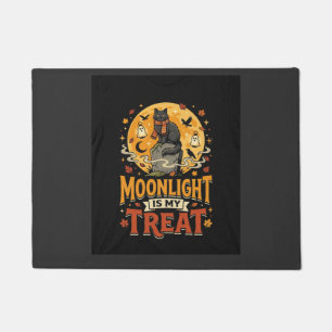 Halloween Black Cat Moon Magic Doormat