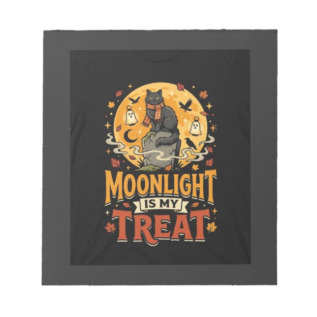 Halloween Black Cat Moon Magic Notepad (Front)