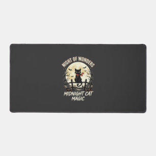 Halloween Black Cat Moonlight Desk Mat