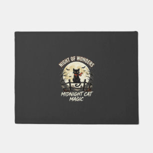 Halloween Black Cat Moonlight Doormat