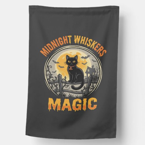 Halloween Black Cat Moonlight Magic House Flag