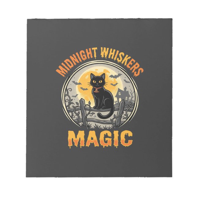 Halloween Black Cat Moonlight Magic Notepad (Front)