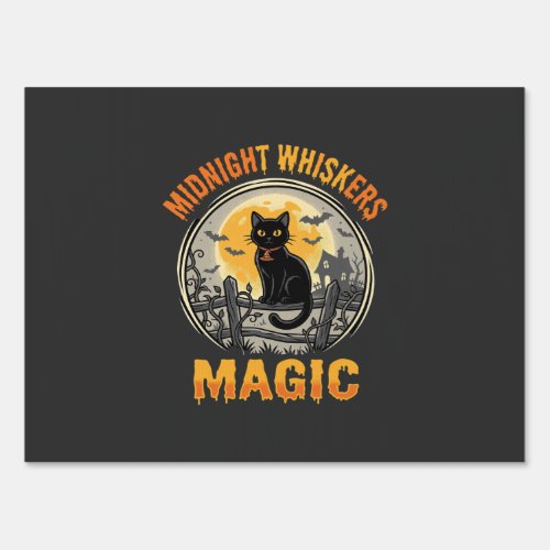 Halloween Black Cat Moonlight Magic Sign