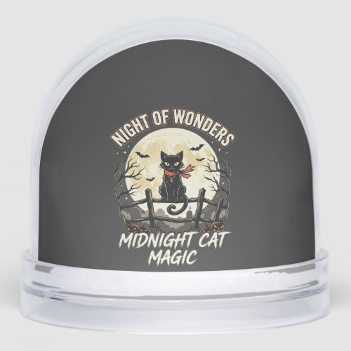 Halloween Black Cat Moonlight Snow Globe