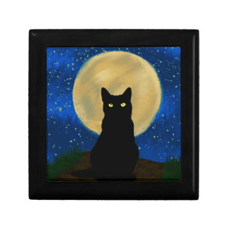 Halloween Black Cat Moonlit Silhouette Gift Box