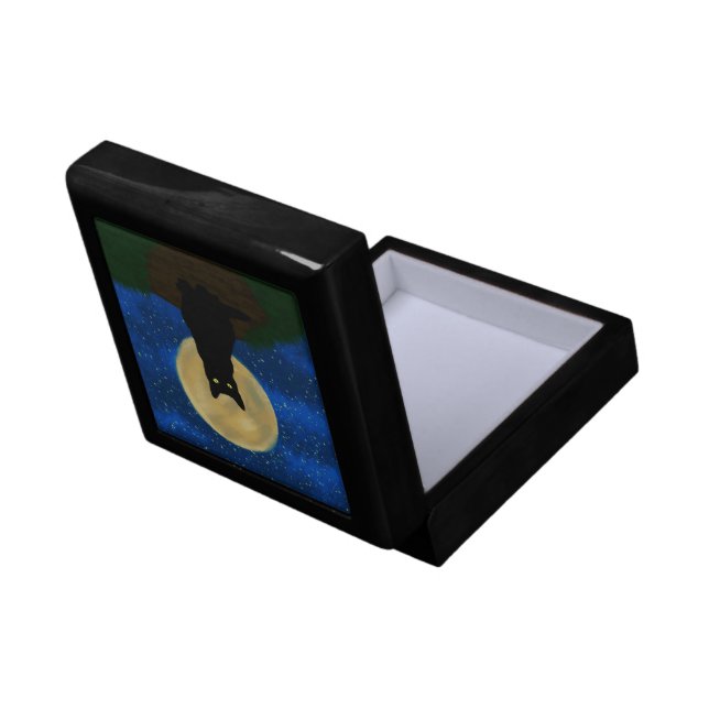 Halloween Black Cat Moonlit Silhouette  Gift Box (Back Open)