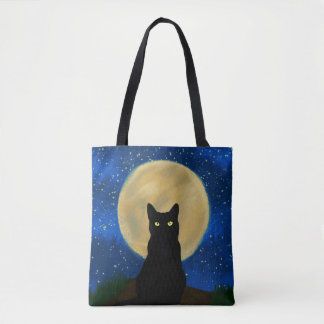 Halloween Black Cat Moonlit Silhouette  Tote Bag