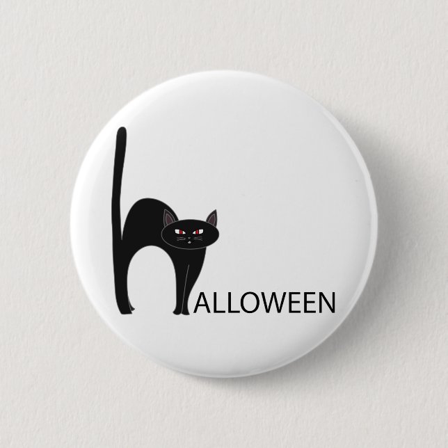 Halloween Black Cat Name Button (Front)