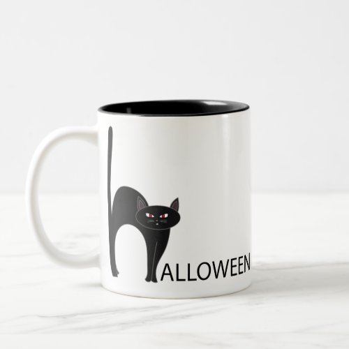 Halloween Black Cat Name Two_Tone Coffee Mug