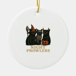 Halloween Black Cat Night Prowlers Funny Costume C Ceramic Ornament