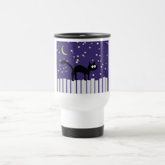 Halloween Black Cat on Fence Travel Mug