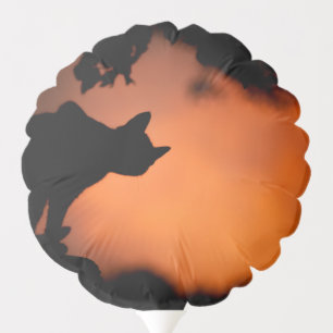 Halloween Black Cat Orange Background Customize Balloon