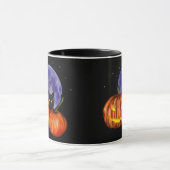 Halloween Black Cat Orange Pumpkins Art Mug (Center)