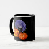Halloween Black Cat Orange Pumpkins Art Mug (Front Left)