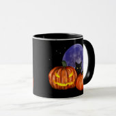 Halloween Black Cat Orange Pumpkins Art Mug (Front Right)