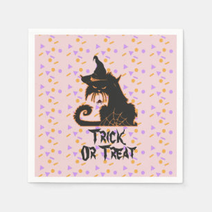 Halloween Black Cat Party Confetti  Pink   Napkins