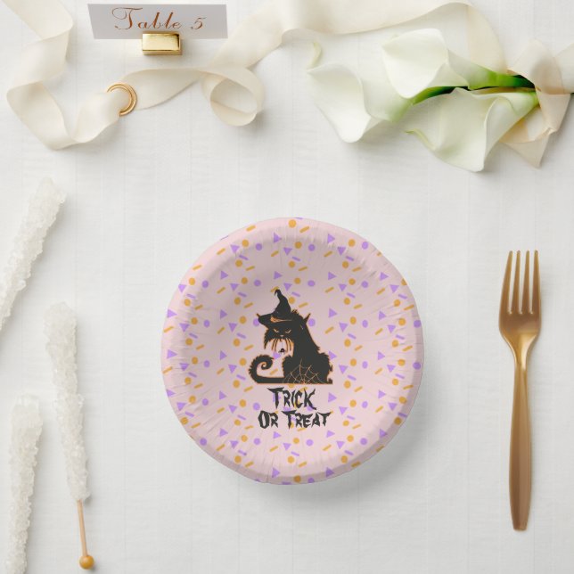 Halloween Black Cat Party Confetti  Pink    Paper Bowls (Wedding)