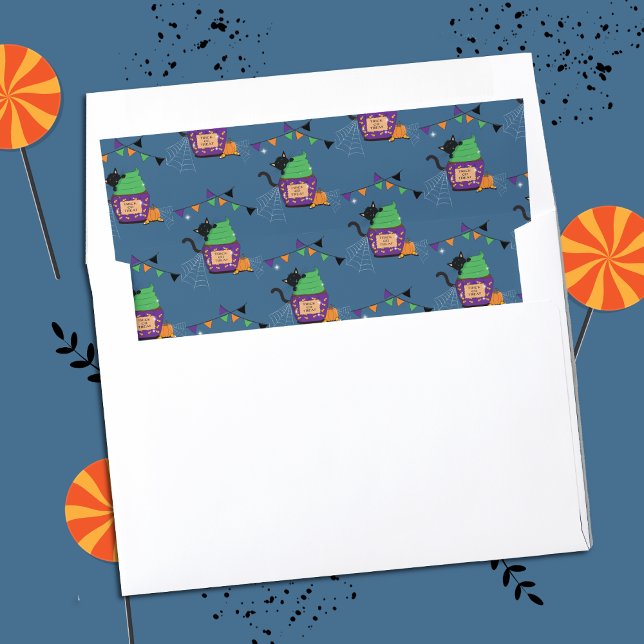 Halloween Black Cat Pattern Blue Envelope Liner (Creator Uploaded)