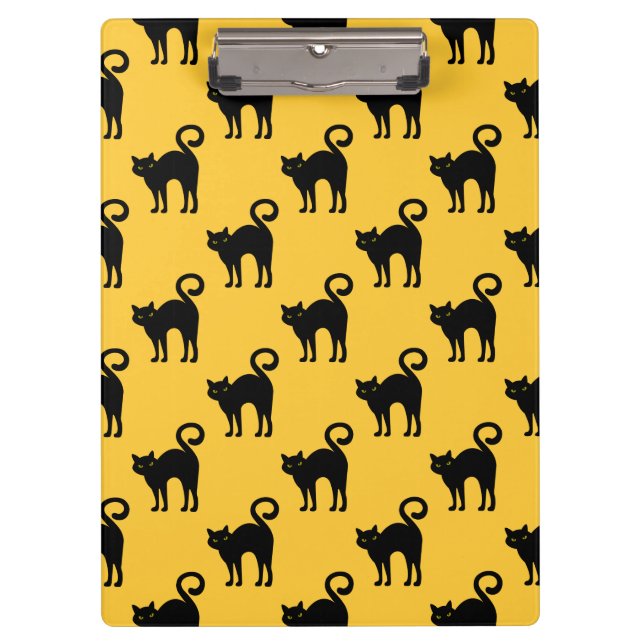 Halloween Black Cat Pattern Clipboard (Front)