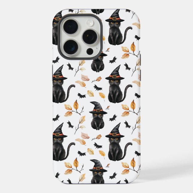 Halloween Black Cat Pattern - Witchy Cat  Iphone Case (Back)