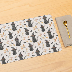 Halloween Black Cat Pattern - Witchy Cat Placemat
