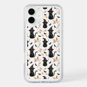 Halloween Black Cat Pattern - Witchy Cat iPhone 16 Plus Case