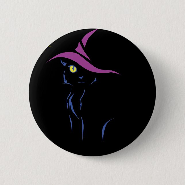Halloween Black Cat Pinback Button (Front)