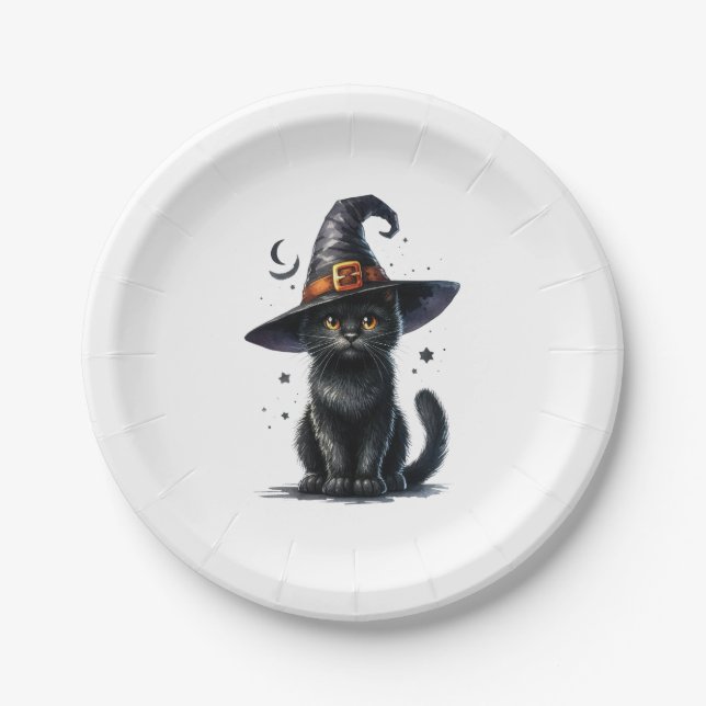 HALLOWEEN BLACK CAT PLATES  (Front)