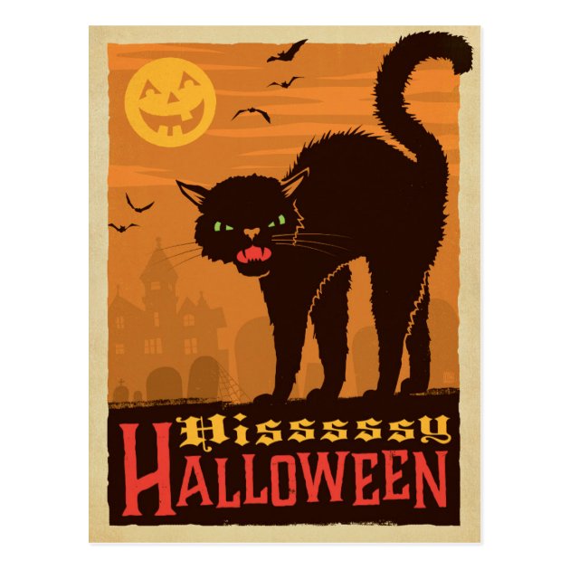 Halloween Black Cat Postcard