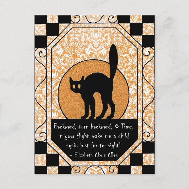 Halloween Black Cat Postcard (Front)